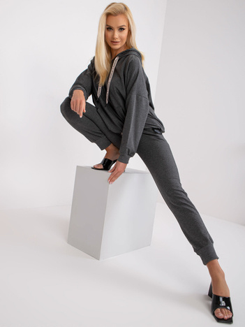 Ciemnoszary melanżowy komplet dresowy bawełniany Alejandra