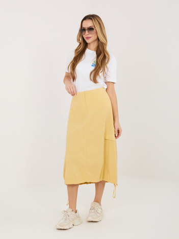 Jasnożółta sztruksowa spódnica typu cargo RUE PARIS