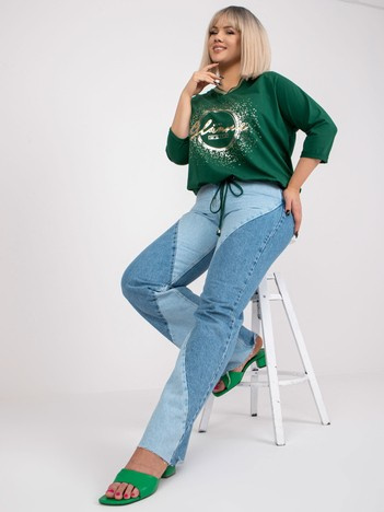 Ciemnozielona bluzka plus size ze ściągaczem Maileen