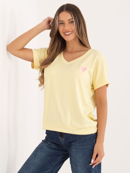 Miętowa damska bluzka z haftem w kształcie serca