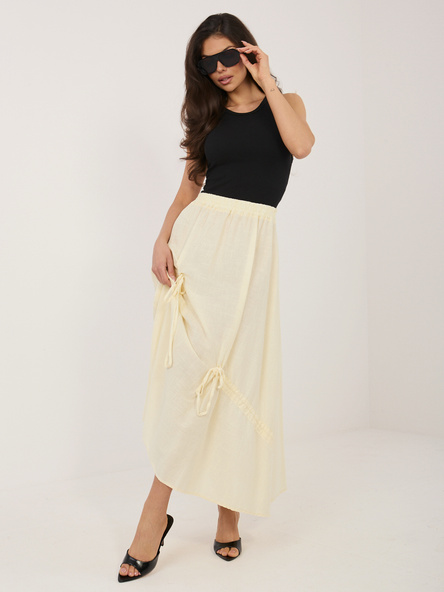 Jasnożółta letnia spódnica ze ściągaczami