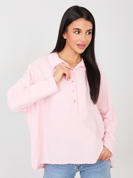 Jasnoróżowa sztruksowa bluzka z guzikami