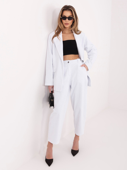 Białe sztruksowe spodnie z nogawką 7/8 RUE PARIS
