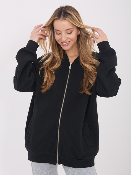 Czarna rozpinana bluza oversize z kieszeniami