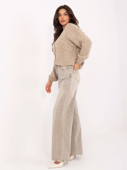 Szaro-beżowe długie jeansy wide leg SUBLEVEL