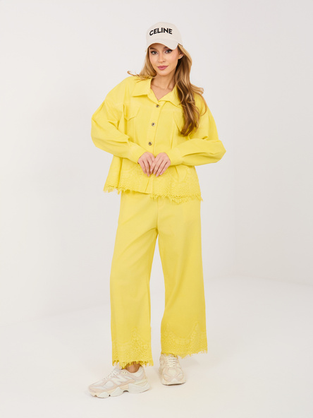 Żółte jeansowe spodnie od kompletu RUE PARIS