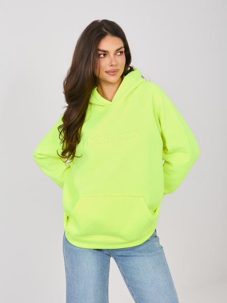 Fluo żółta damska bluza kangurka z ociepleniem RUE PARIS