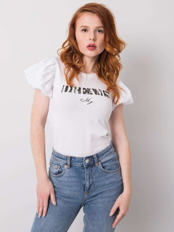 Biały t-shirt z aplikacją Tilly