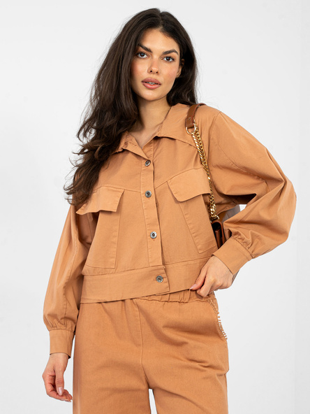 Ceglasta koszula oversize od kompletu RUE PARIS