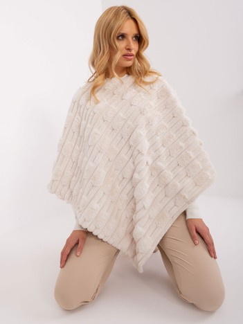 Ecru futrzane poncho zimowe
