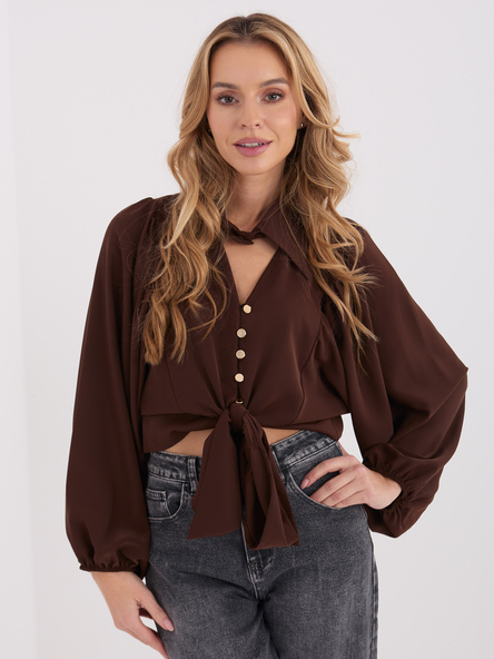 Brązowa krótka koszula z wiązaniem