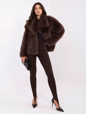 Czekoladowe legginsy basic z zakładką na palec