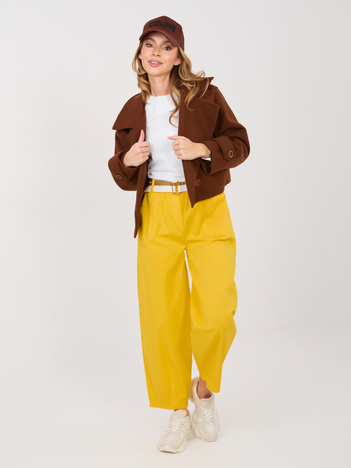 Żółte bawełniane spodnie z nogawką 7/8