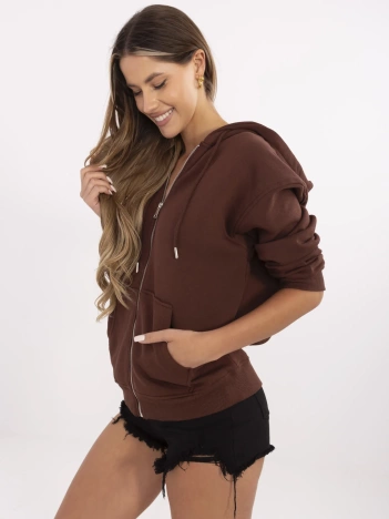 Brązowa ocieplana bluza basic z kapturem