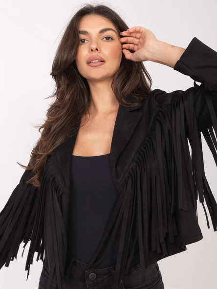 Czarna kowbojska kurtka bez zapięcia RUE PARIS