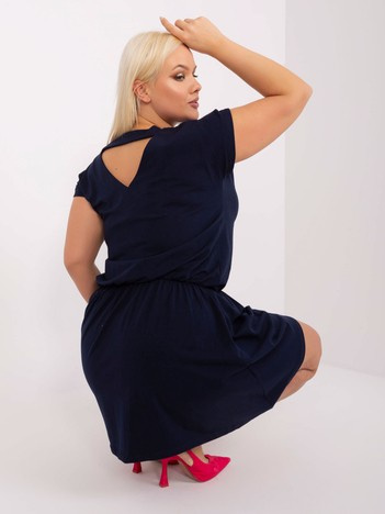 Granatowa rozkloszowana sukienka plus size z bawełny