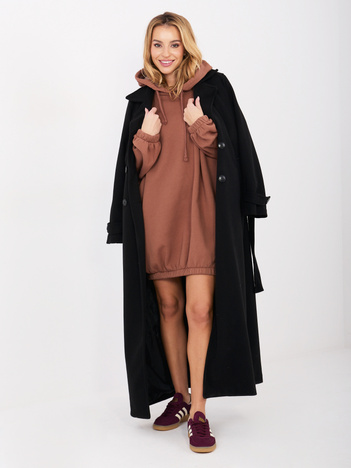 Jasnobrązowa dresowa sukienka z kapturem