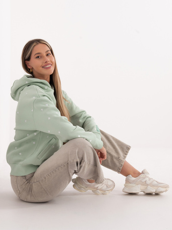 Pistacjowa ocieplana bluza z kapturem