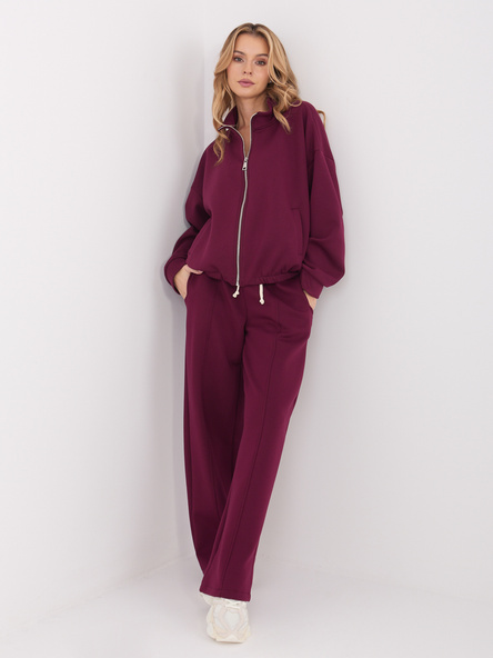 Burgundowe dresowe spodnie od kompletu