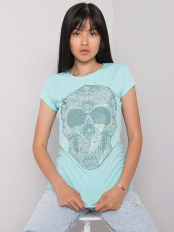 Jasnoniebieski t-shirt z aplikacją Skull