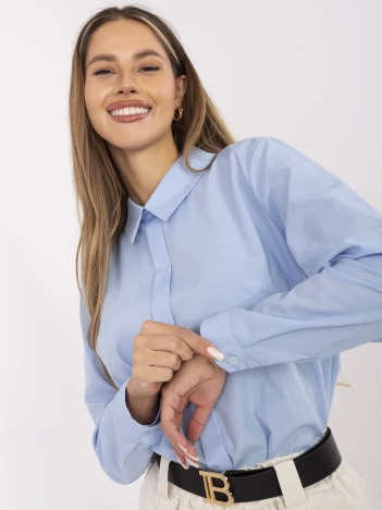 Jasnoniebieska elegancka koszula bez zapięcia