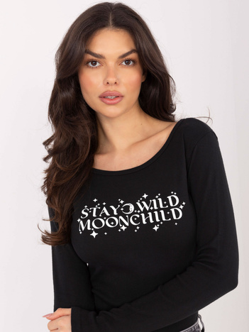 Czarna damska bluzka z dekoltem w łódkę