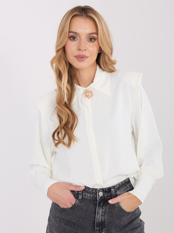 Ecru elegancka koszula z poduszkami na ramionach