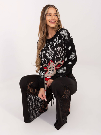 Czarny świąteczny sweter z napisem Merry Christmas