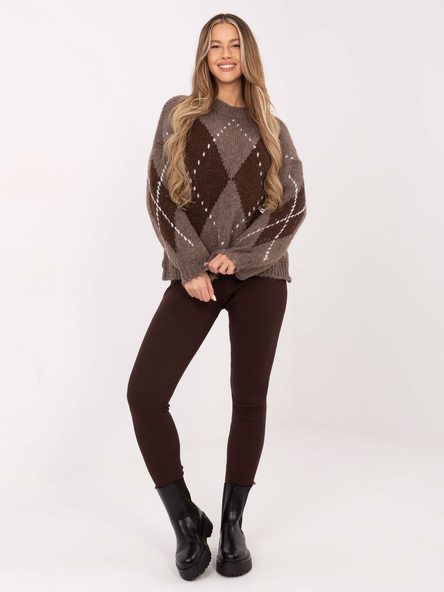 Czekoladowe legginsy z prążkowanej dzianiny STITCH & SOUL