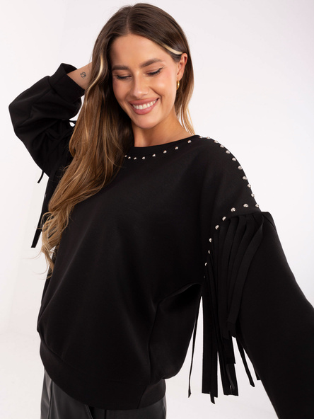 Czarna bluza oversize bez kaptura RUE PARIS