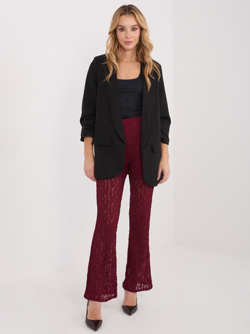 Burgundowe koronkowe spodnie z podszewką