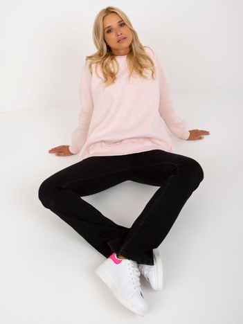 Jasnoróżowa dresowa bluza basic z okrągłym dekoltem