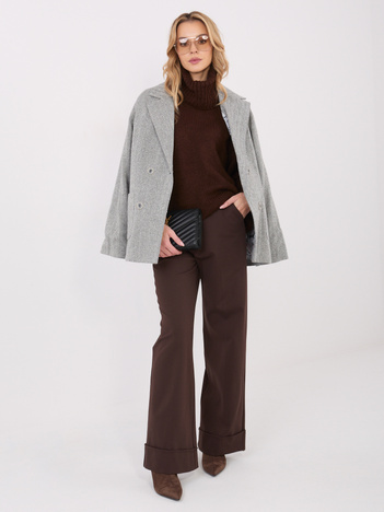 Szaro-biała dwurzędowa marynarka w jodełka