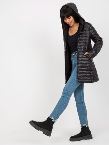 Czarna dwustronna kurtka przejściowa z pikowaniem