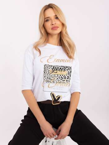 Biała damska bluzka z nadrukiem