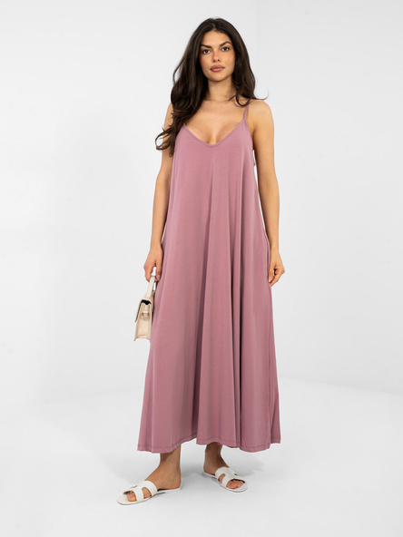 Brudnoróżowa sukienka z regulowanymi ramiączkami RUE PARIS