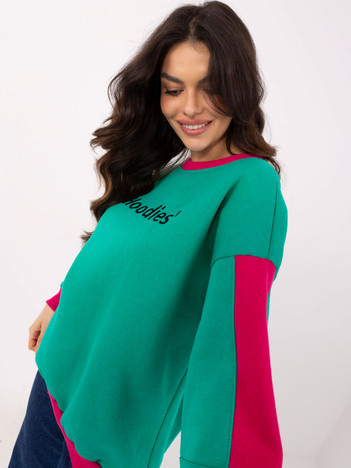 Turkusowa damska bluza bez kaptura ze ściągaczami