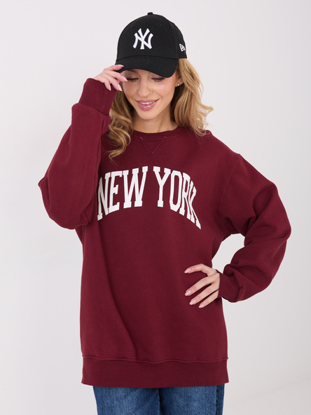 Burgundowa długa bluza z okrągłym dekoltem