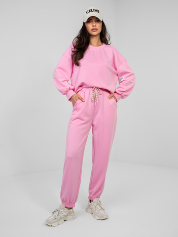 Różowe dresowe spodnie z wiązaniem