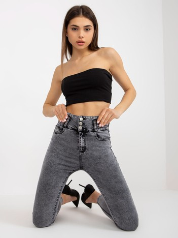 Ciemnoszare jeansy high waist