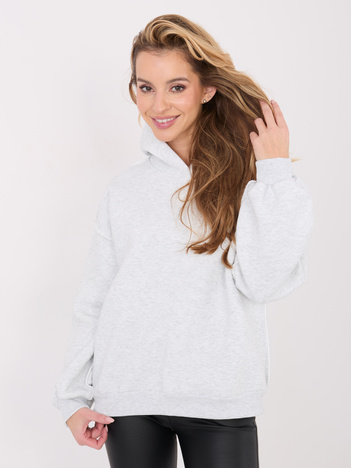Jasnoszara damska bluza oversize z kapturem
