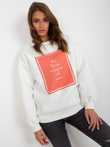 Ecru ocieplana bluza oversize z nadrukiem