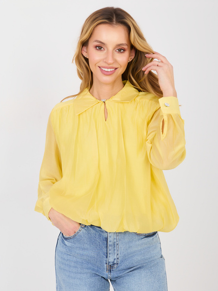 Żółta wizytowa bluzka z gumką na dole