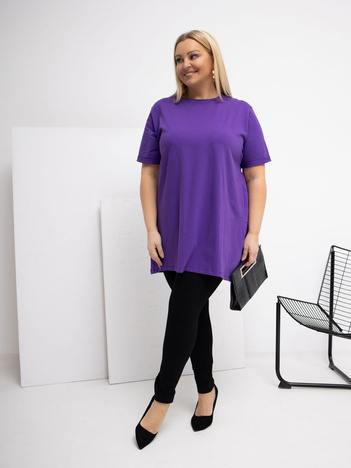 Ciemnofioletowa bluzka plus size z krótkim rękawem