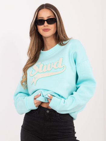 Miętowa damska bluza oversize bez kaptura RUE PARIS