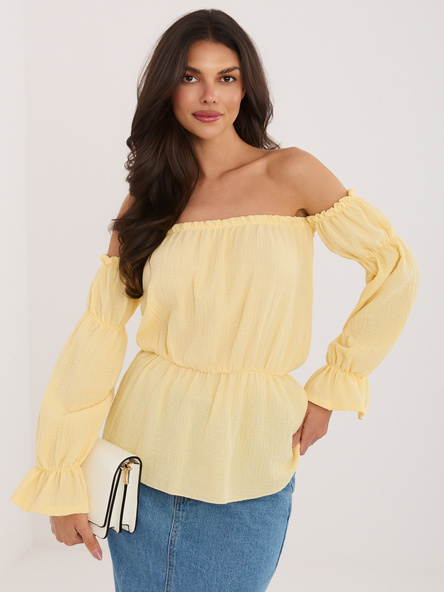 Jasnożółta muślinowa bluzka hiszpanka z bawełny