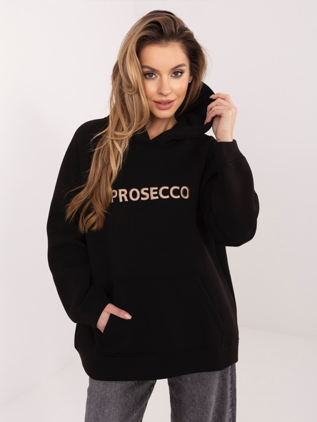 Czarno-ciemnobeżowa bluza z napisem prosecco RUE PARIS