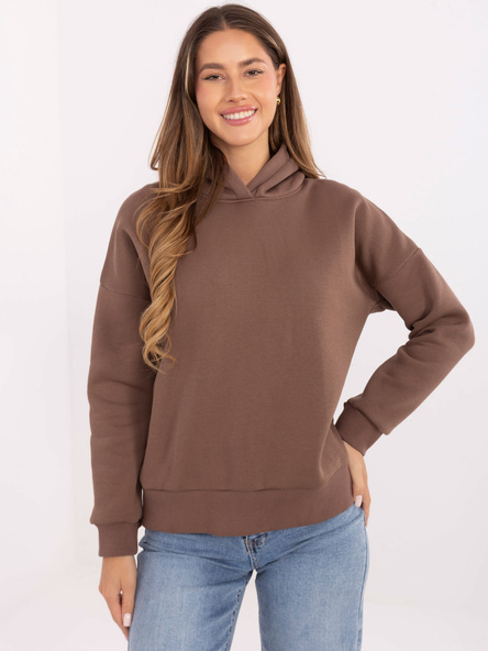 Brązowa ocieplana bluza z kapturem