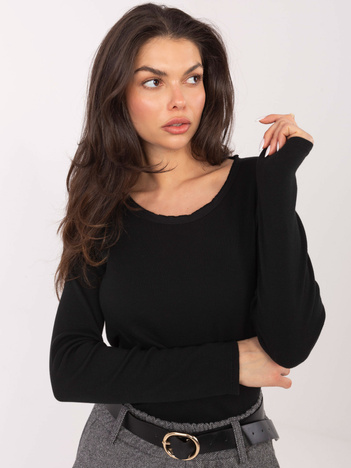 Czarna bawełniana bluzka w prążek