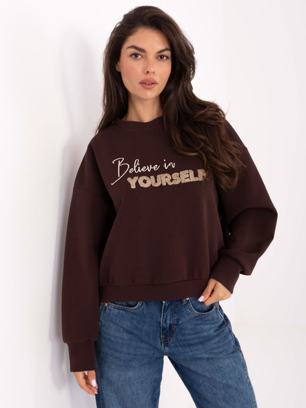 Ciemnobrązowa bluza z bufiastym rękawem